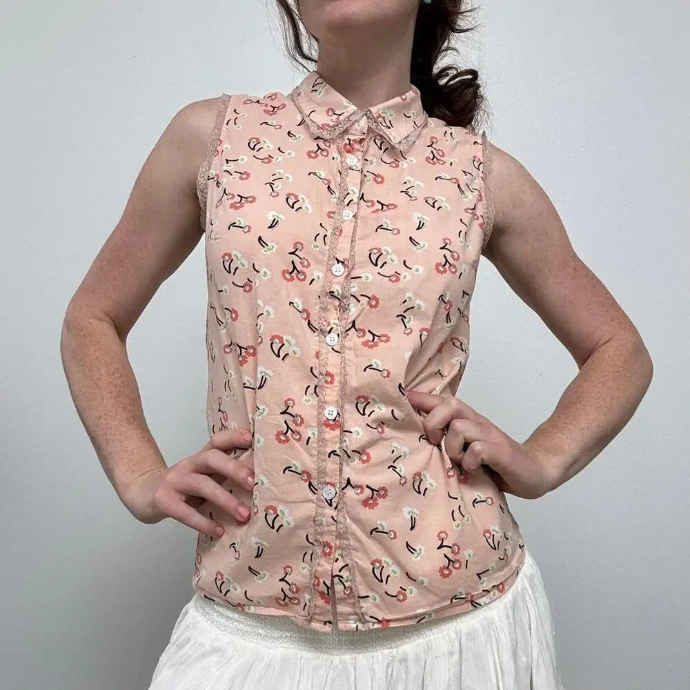 Y2k modcloth cotton button up - Picture 2 of 8
